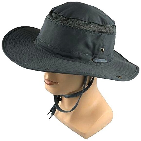 Wide-Brim UPF 50+ UV Protection Fishing & Outdoor Hat With Chin Strap - Picture 1 of 5